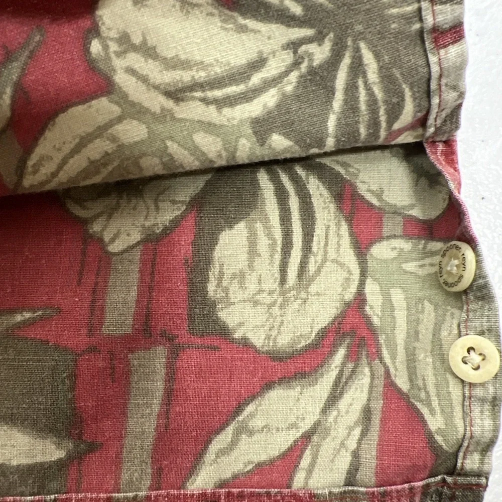 Reyn Spooner Men's Hawaiian Brick Red Floral 1/4 Button Up Shirt Resort Size 2XL
